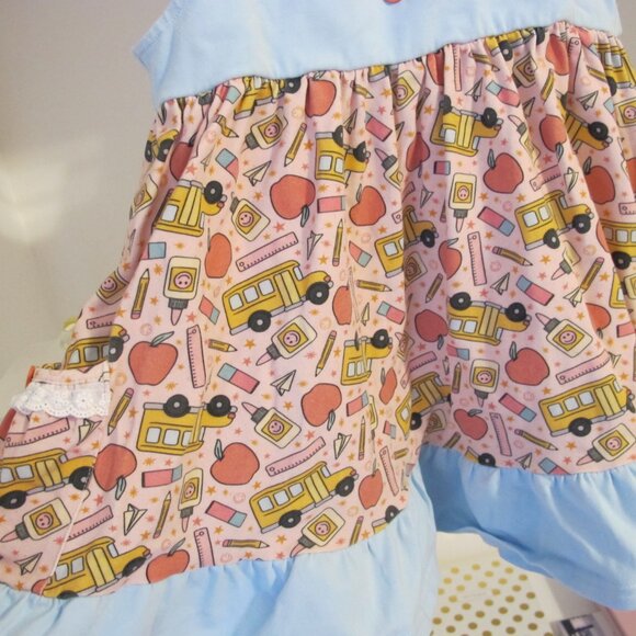 Makena Lane Girl's Back to School Apple Tunic Top Blouse Size 6 EUC - Picture 5 of 9